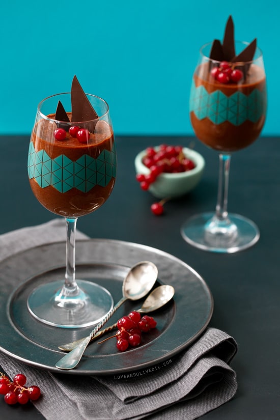 Salted Caramel Chocolate Mousse with Red Currants
