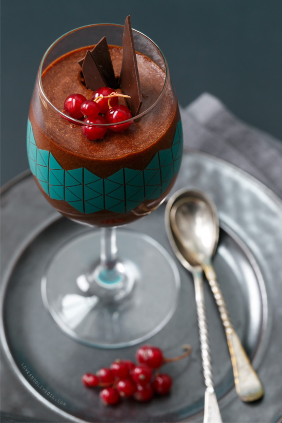 Salted Caramel Chocolate Mousse with Red Currants