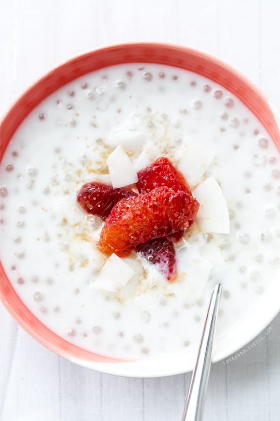 Coconut Tapioca Pudding with Blood Orange and Coconut Chips