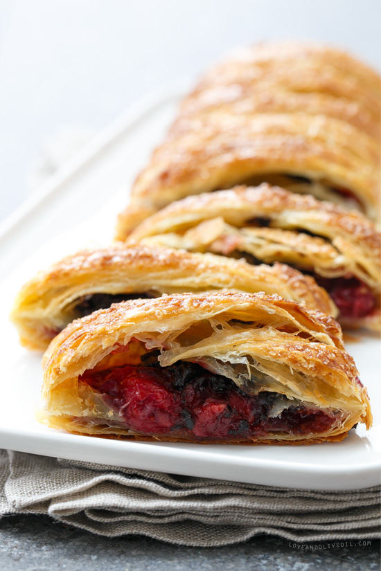 Chocolate and Tart Cherry Danish Twist Breakfast Pastry