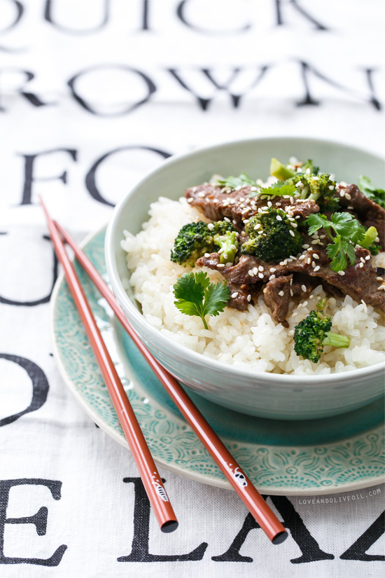 Coconut Beef & Broccoli Stir Fry Rice Bowls