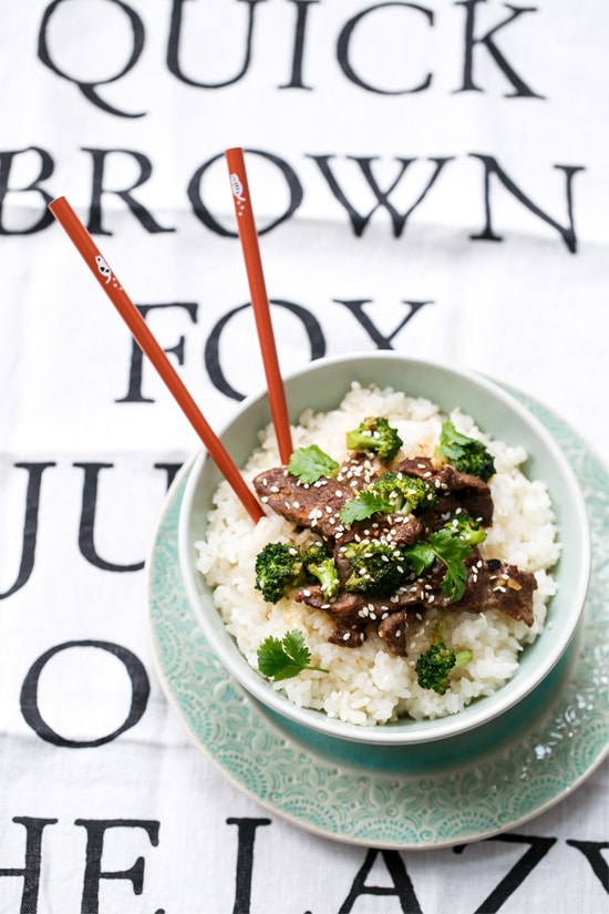 Thai Coconut Beef & Broccoli Stir Fry Rice Bowls