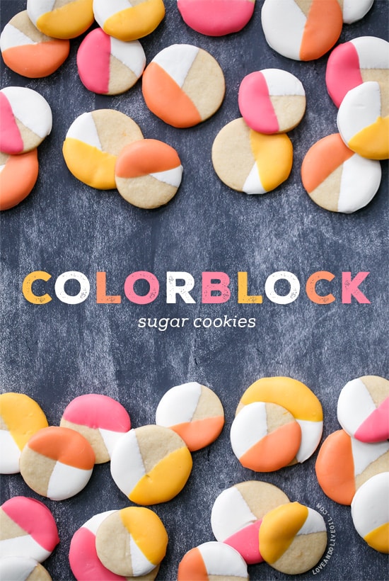 Colorblock Sugar Cookies - Lemon Sugar Cookies Dipped in Colored Candy Coating