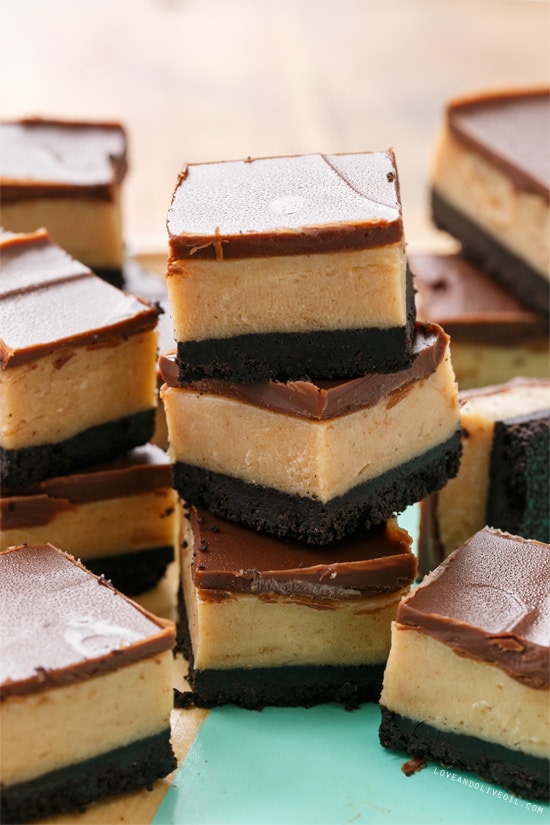 Easy Peanut Butter Cheesecake Bars with Chocolate Cookie Crust