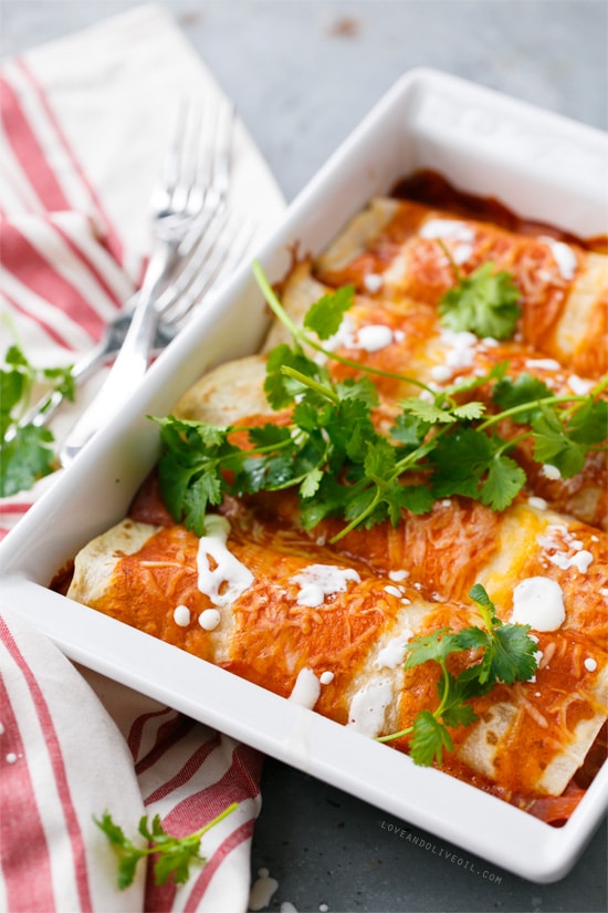 Spicy Jalapeño Chicken & Goat Cheese Enchiladas