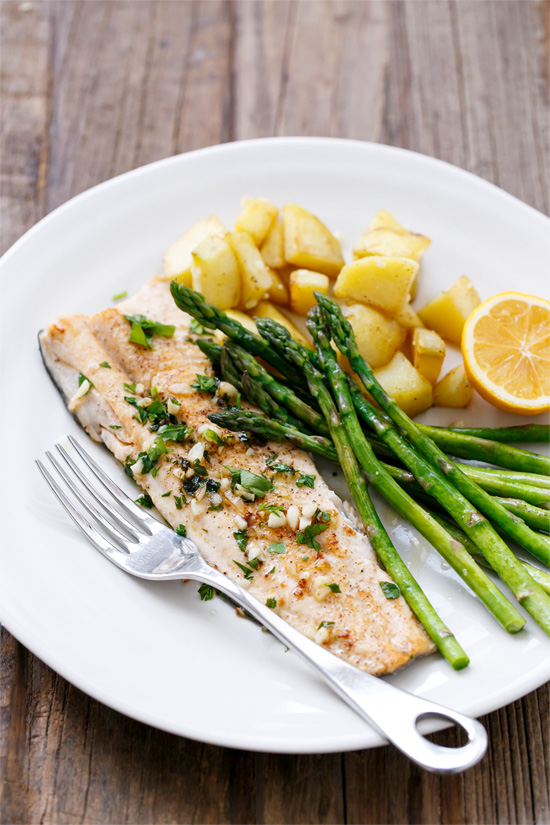 Pan-Fried Trout with Garlic, Lemon, & Parsley