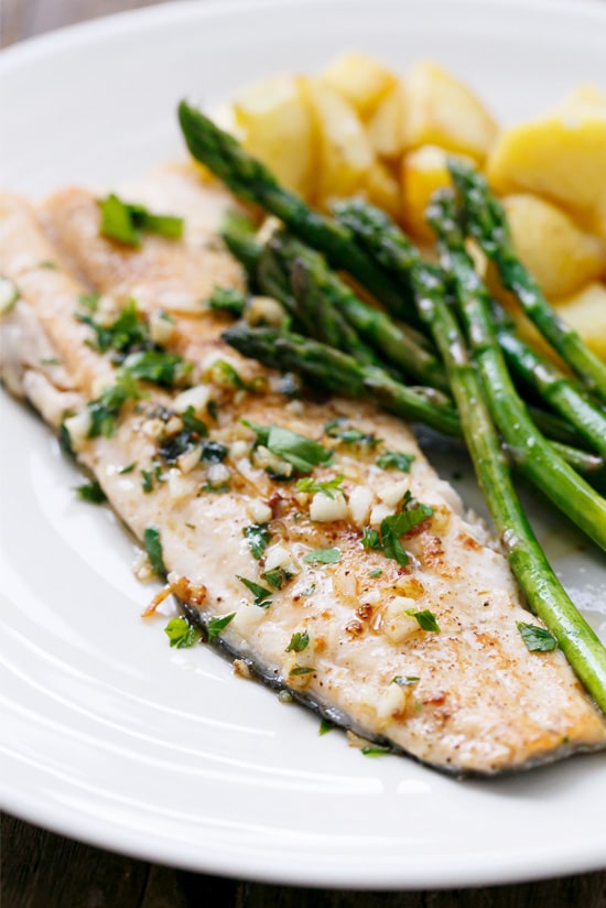 Pan-Fried Trout with Garlic, Lemon, & Parsley