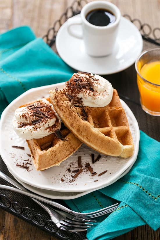 Tiramisu Waffles with Mascarpone Filling