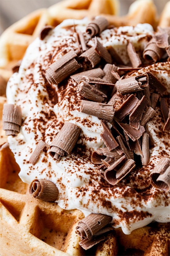 Tiramisu Waffle Cake with Mascarpone Filling