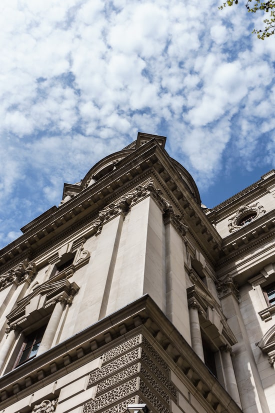 Looking up in London, England