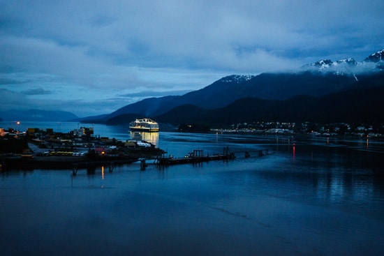 Nighttime sailing out of Juneau, Alaska