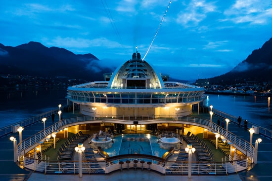 Nighttime sailing out of Juneau, Alaska