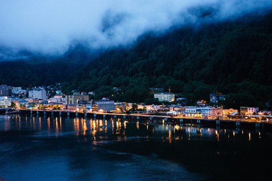 Nighttime sailing out of Juneau, Alaska