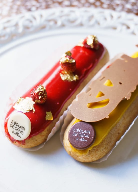 Strawberry Cream and Passionfruit Milk Chocolate eclairs from L’éclair de Génie, Paris