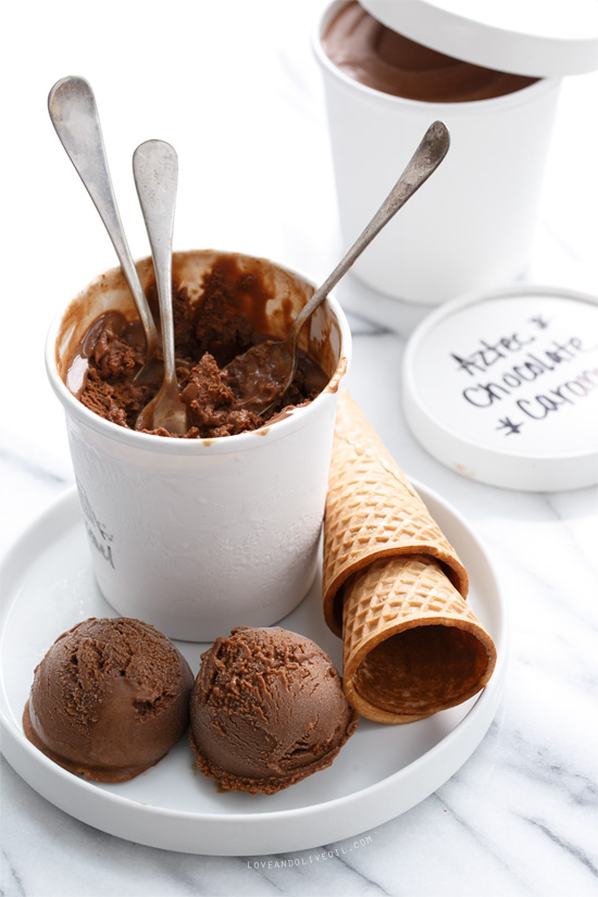 Aztec Chocolate Caramel Ice Cream with a hint of Cinnamon and Cayenne