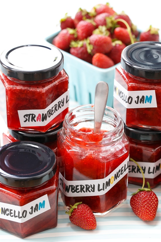 Strawberry Limoncello Jam (plus FREE printable labels!)