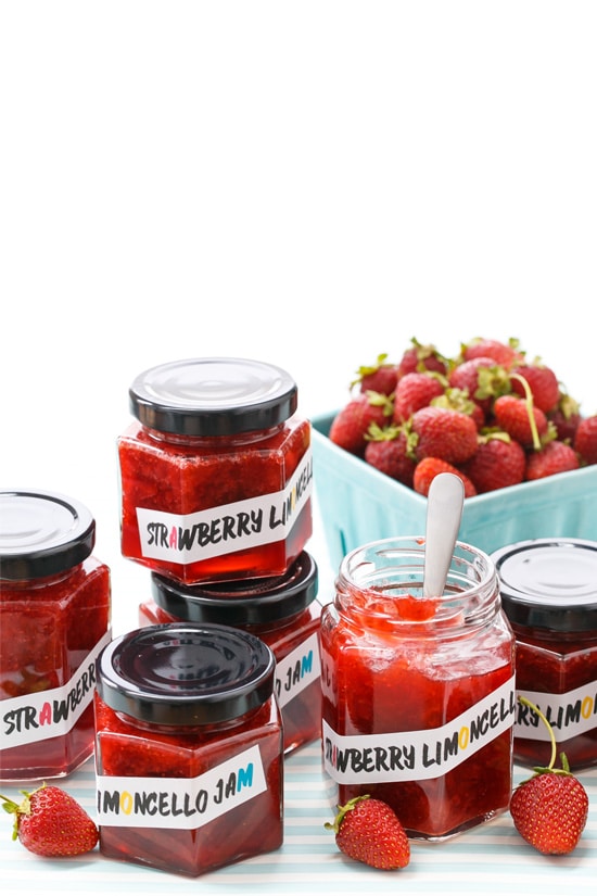 Strawberry Limoncello Jam (plus FREE printable labels!)