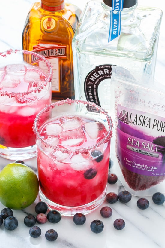 Fresh Blueberry Margarita Recipe made with Alaskan Blueberry Salt