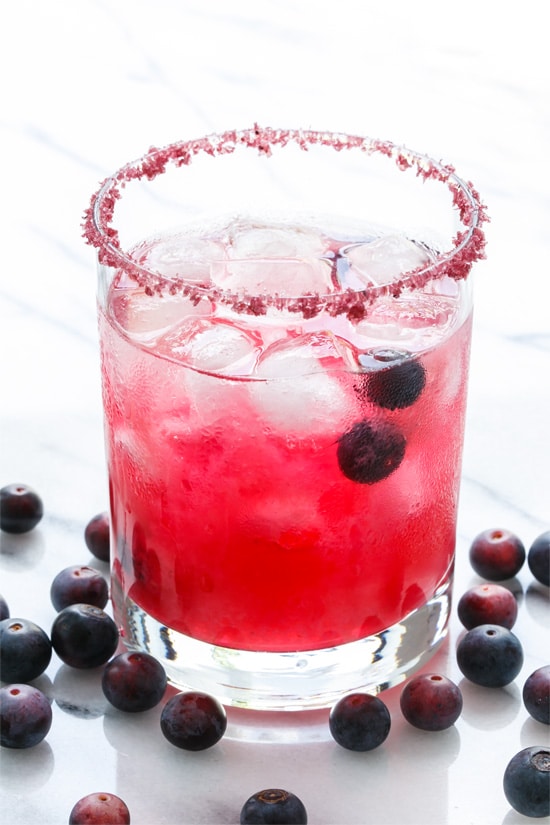 Fresh Blueberry Margarita Recipe with Blueberry Salt Rim