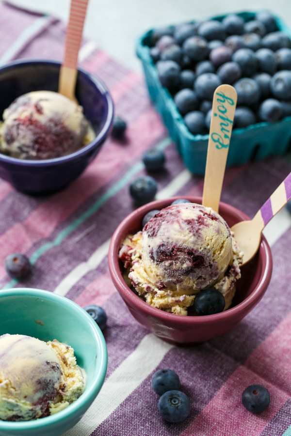 Homemade Ice Cream with Muscovado Roasted Blueberry Swirl