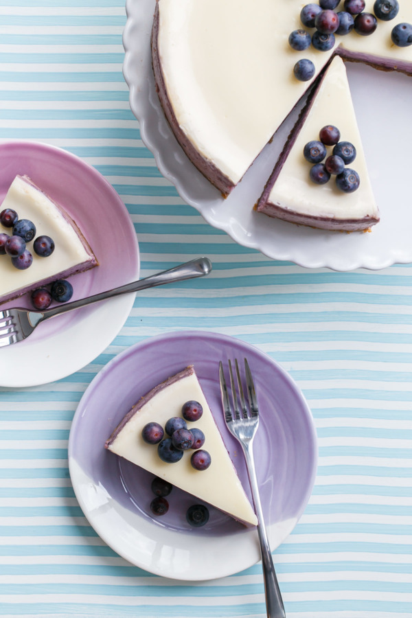 Roasted Blueberry Crème Fraîche Cheesecake Recipe