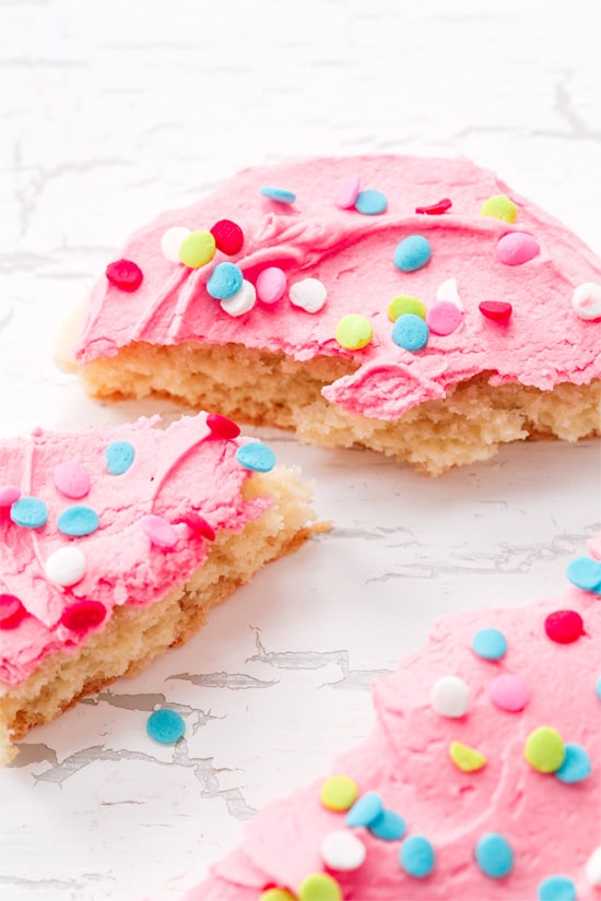 Pink Frosted Sugar Cookies with Confetti Sprinkles