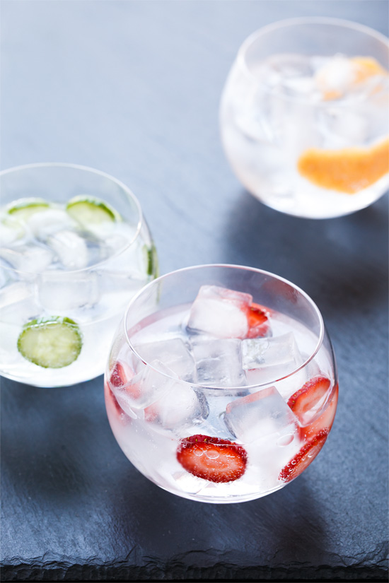 Gin & Tonic Cocktail: Flavored 3 Ways with Grapefruit, Strawberry, and Cucumber