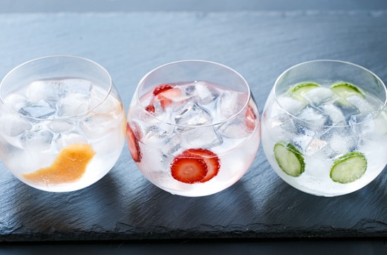 Gin & Tonic Cocktail: Flavored 3 Ways with Grapefruit, Strawberry, and Cucumber