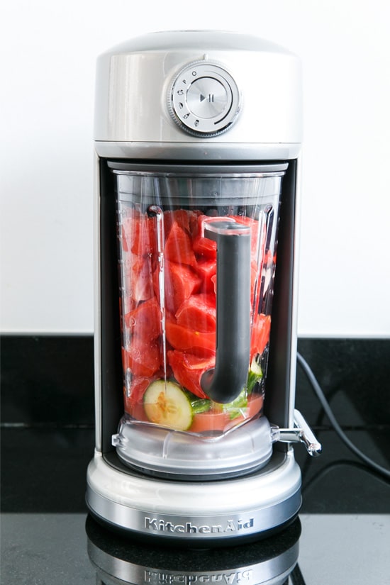 Tomato & Watermelon Gazpacho made with the KitchenAid® Torrent Blender
