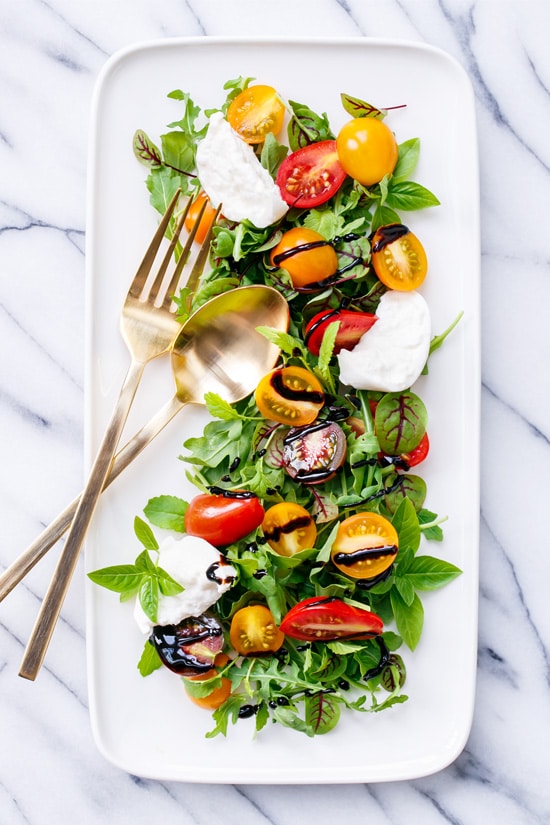 So Long Summer Salad (Heirloom Tomato and Burrata with Spicy Greens)