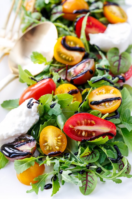 So Long Summer Salad (Heirloom Tomato and Burrata with Spicy Greens)