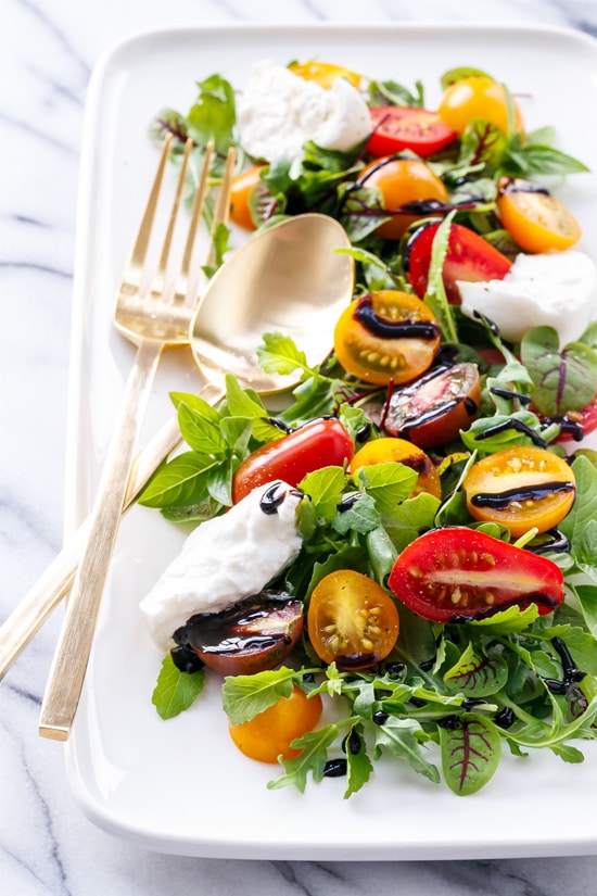 So Long Summer Salad (Heirloom Tomato and Burrata with Spicy Greens)