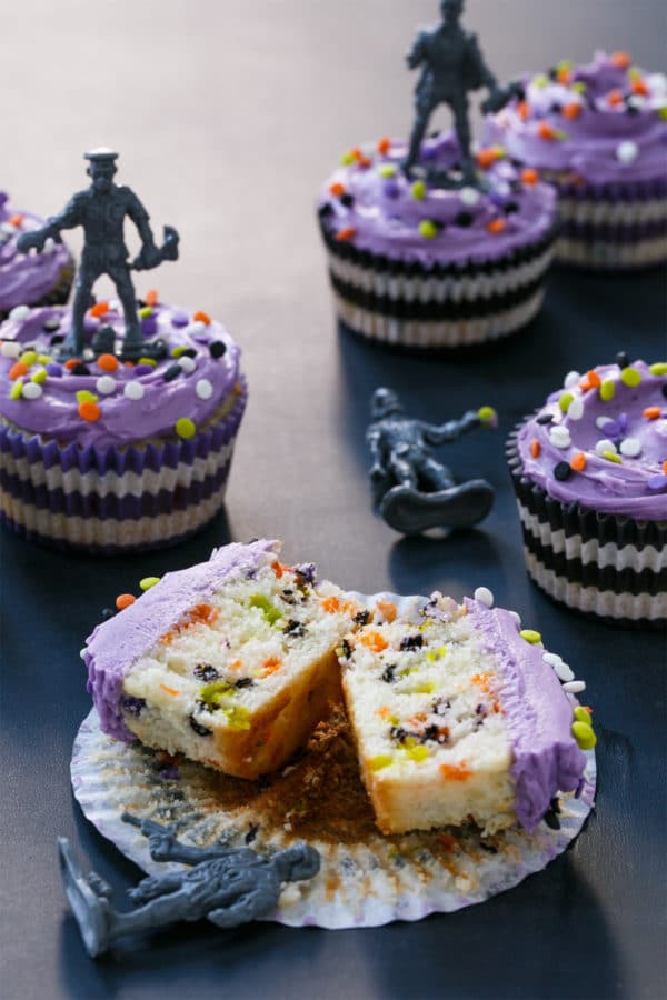 Halloween Zombie Funfetti Cupcakes