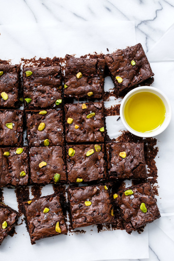 Dairy-Free Olive Oil & Pistachio Brownies