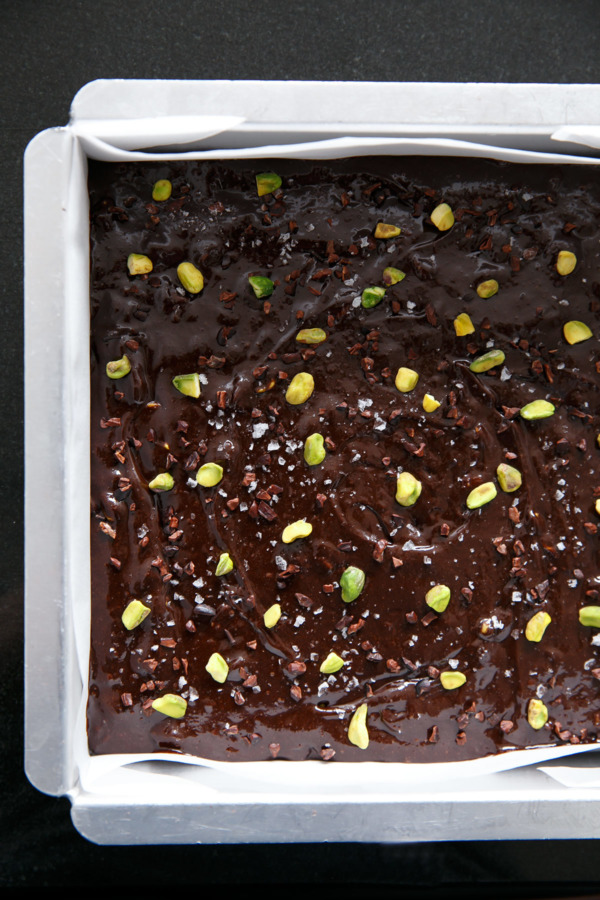 Olive Oil & Pistachio Brownies - Before Baking