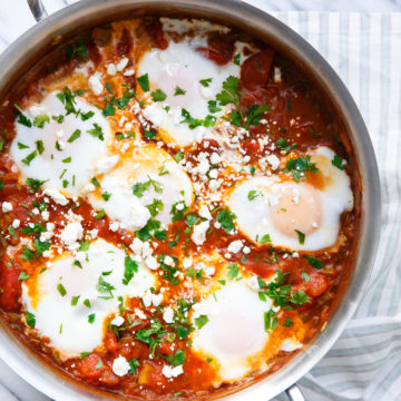 Shakshouka (Poached Eggs in Spicy Tomato Sauce) | Love and Olive Oil