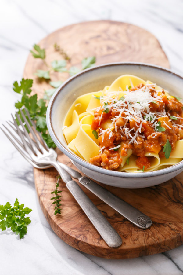 Pumpkin Bolognese with Pappardelle Pasta