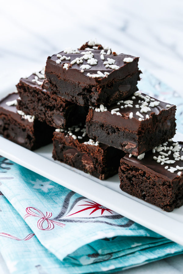 Fudgy Gingerbread Brownies with Chocolate Glaze