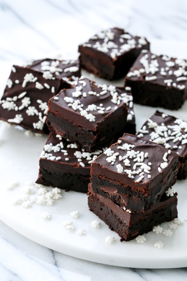 Fudgy Dark Chocolate Gingerbread Brownies with Chocolate Glaze