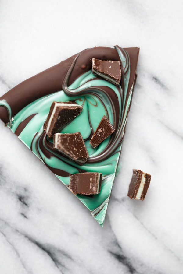 Easy Creme de Menthe Swirl Chocolate Bark