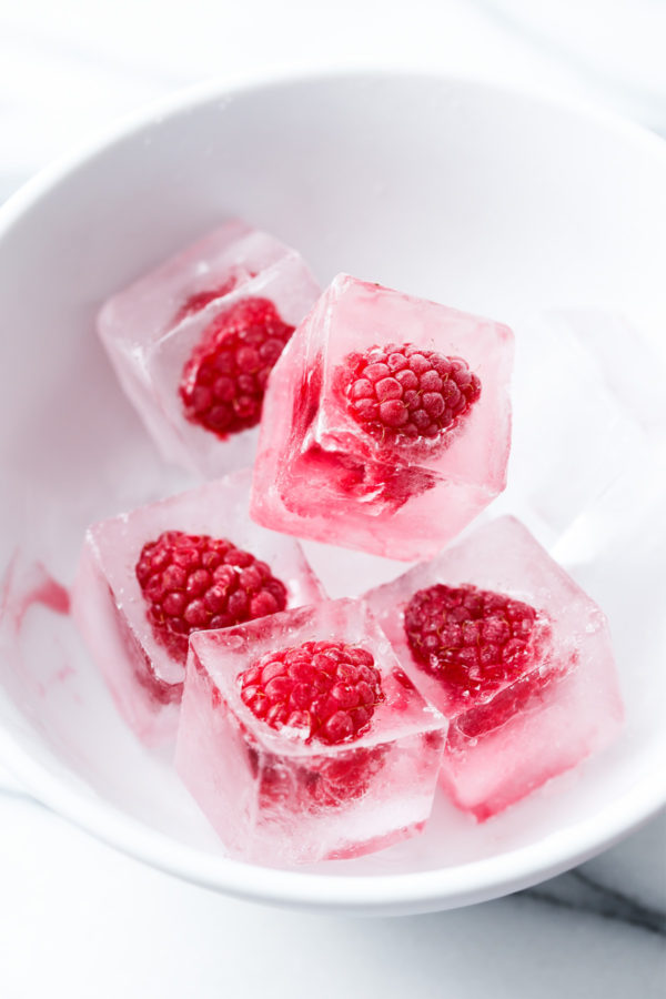 Make raspberry ice cubes for festive holiday cocktails