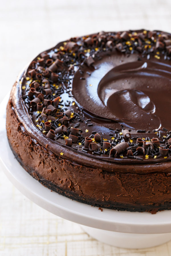 Triple Chocolate Cheesecake Recipe with Chocolate Ganache Glaze