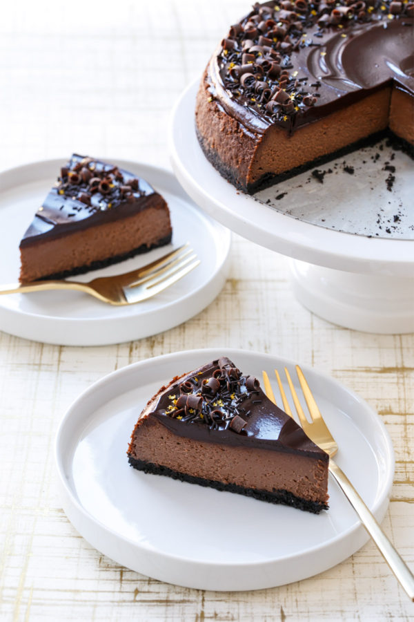 Dark Chocolate Cheesecake Recipe with Chocolate Ganache Glaze