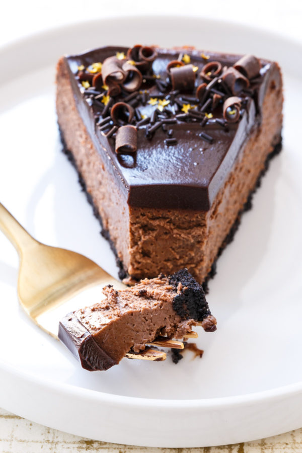 The Best and Creamiest Chocolate Cheesecake Recipe with Chocolate Ganache Glaze