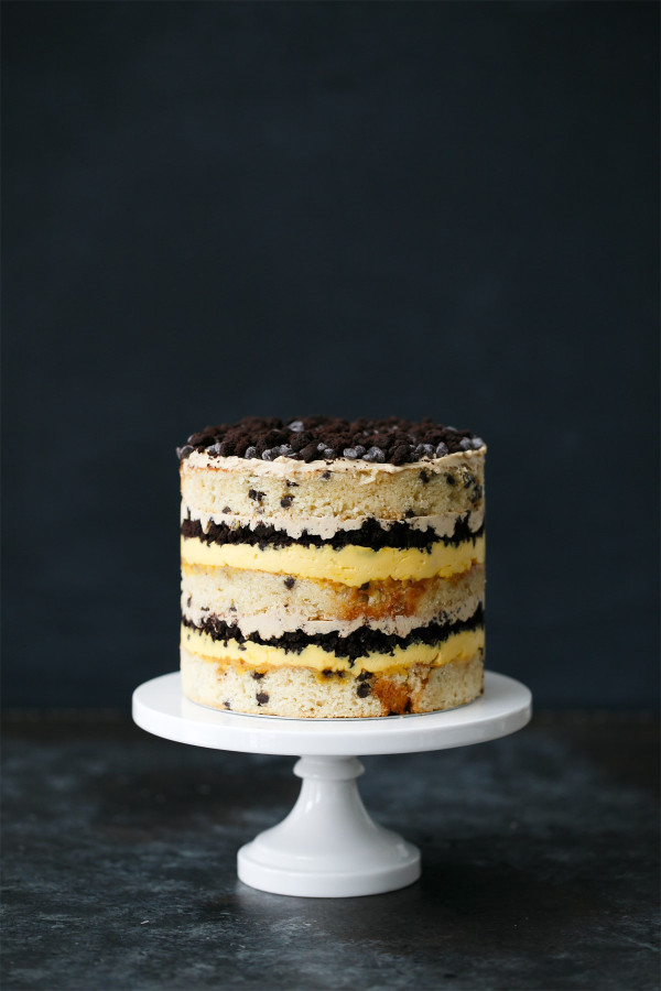 buttermilk chocolate chip & passion fruit naked layer cake