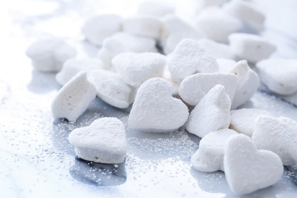 Homemade heart marshmallows