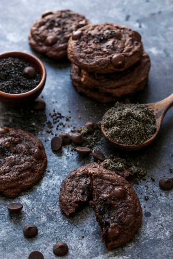 Double Chocolate Black Sesame Chip Cookies