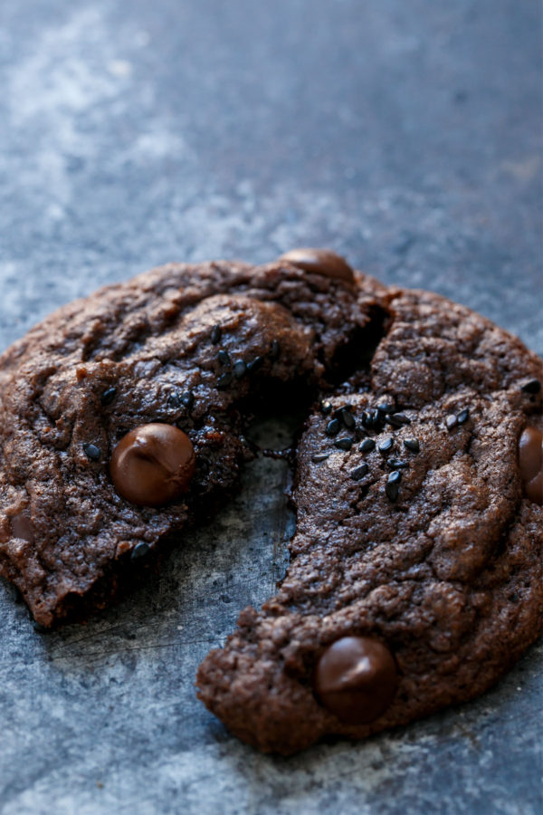 Double Chocolate Black Sesame Chip Cookies