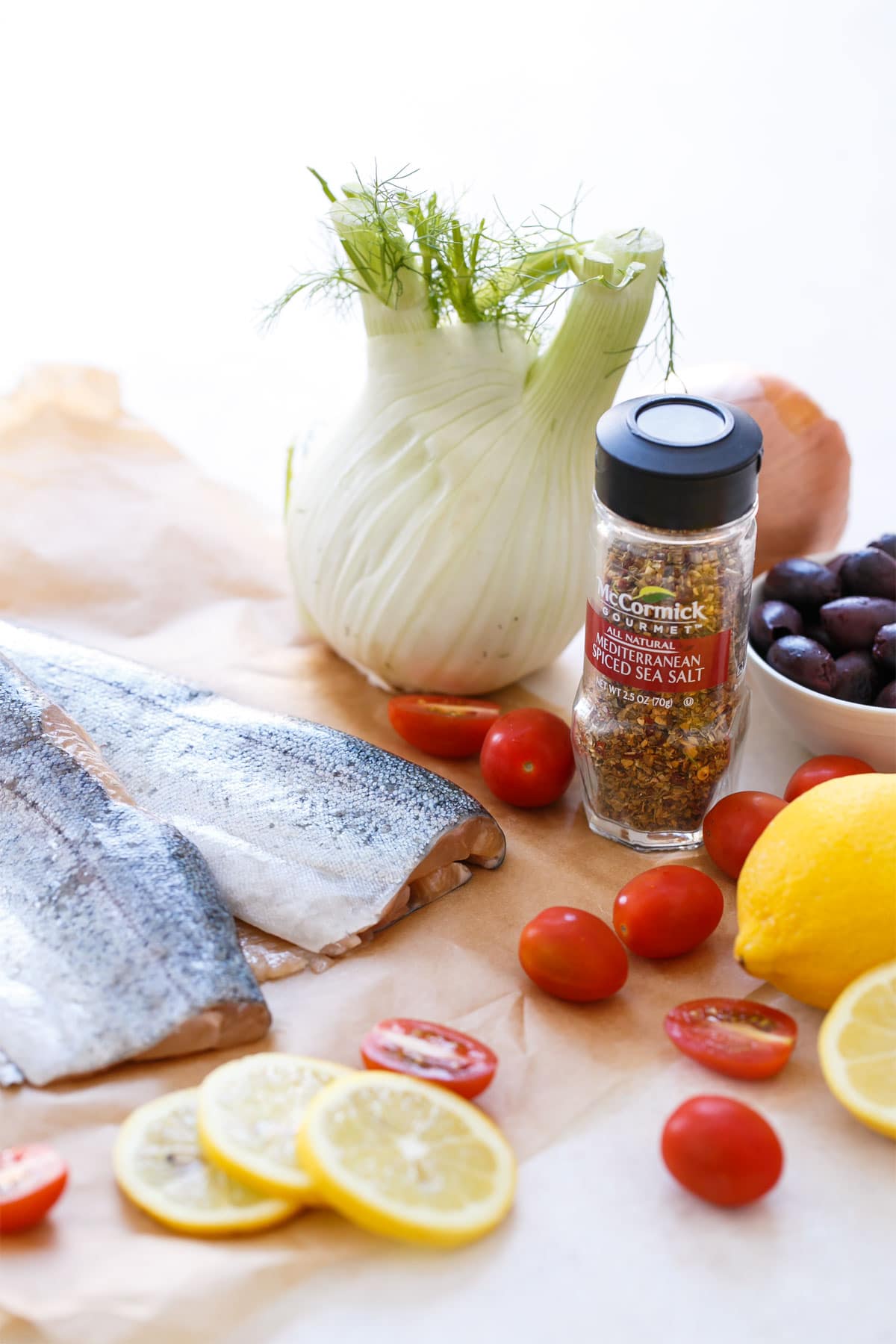 Mediterranean Baked Trout with Olives, Fennel & Tomatoes Love and