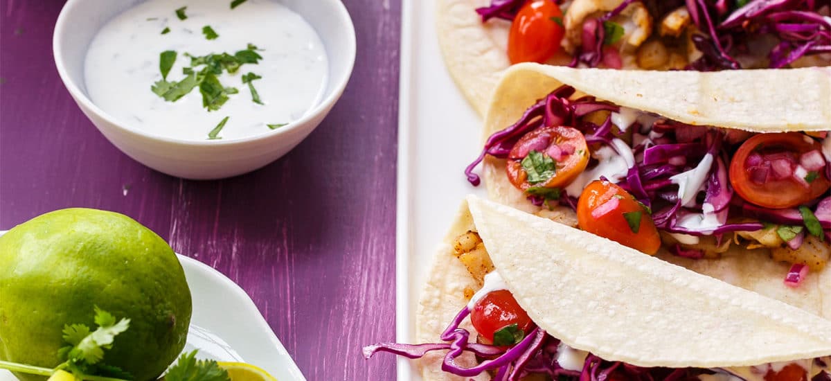 Mahi Mahi Fish Tacos with Tangy Red Cabbage Slawsa